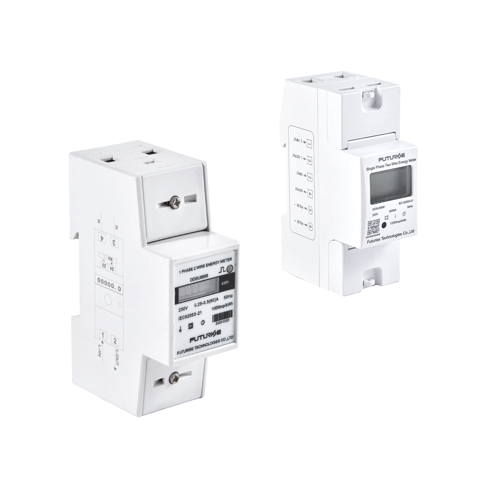 FUTURISE QDM11-2 Single Phase 2 Pole DIN Rail Electricity Meter with Optional LCD Display for Residential Power Monitoring